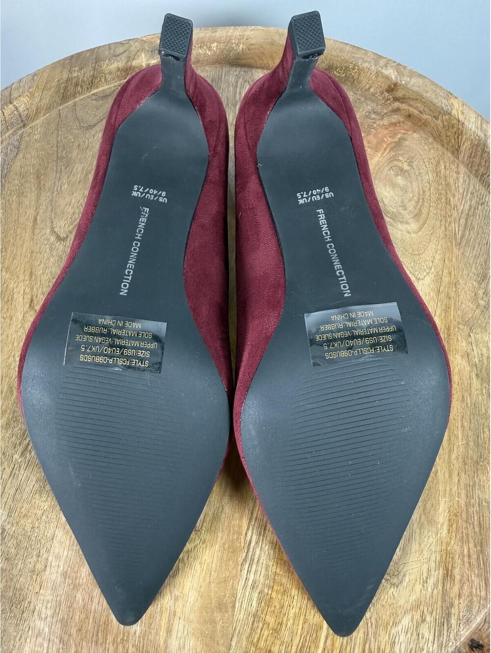 French Connection Burgundy Suede Pointed Toe Heels Size 9 NWB - Picture 5 of 10